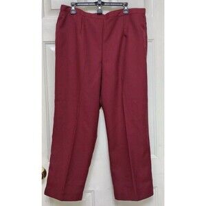 ALFRED DUNNER WOMENS PANTS BURGANDY SOLID PULLOVER FLAT FRONT AND ELASTIC BACK76